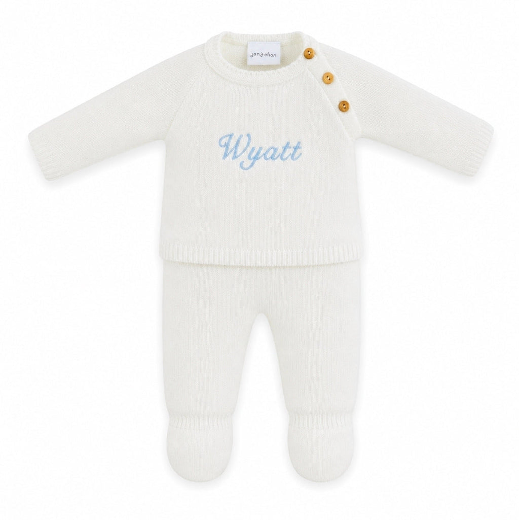 Baby Unisex White Personalised 2 Piece Set