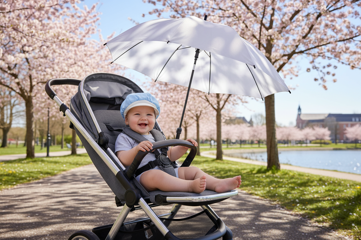 Baby Boys Blue And White  Baker Boy Style Sun Cap