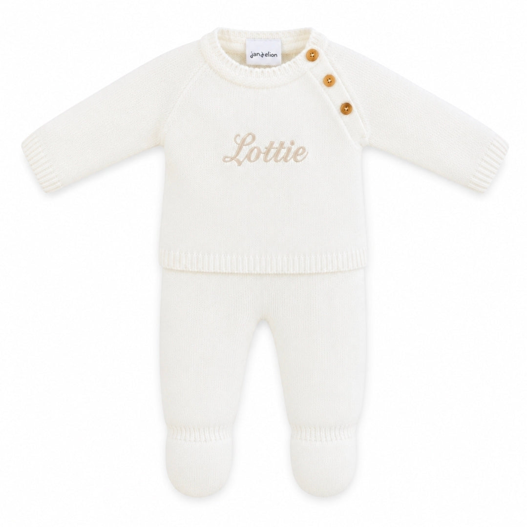 Baby Unisex White Personalised 2 Piece Set