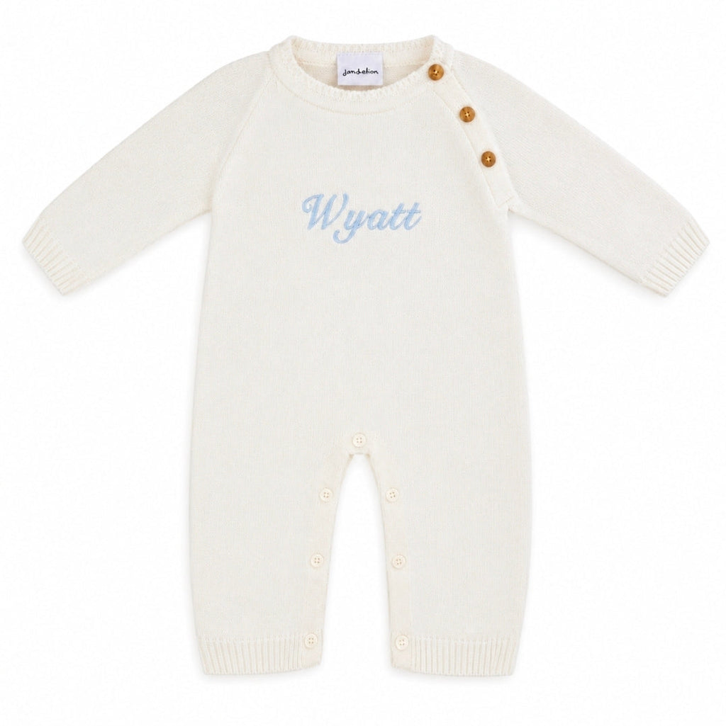 Baby Unisex White Personalised All in one Footless Romper