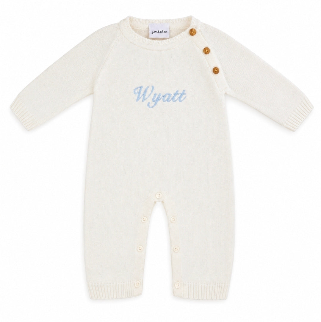 Baby Unisex White Personalised All in one Footless Romper