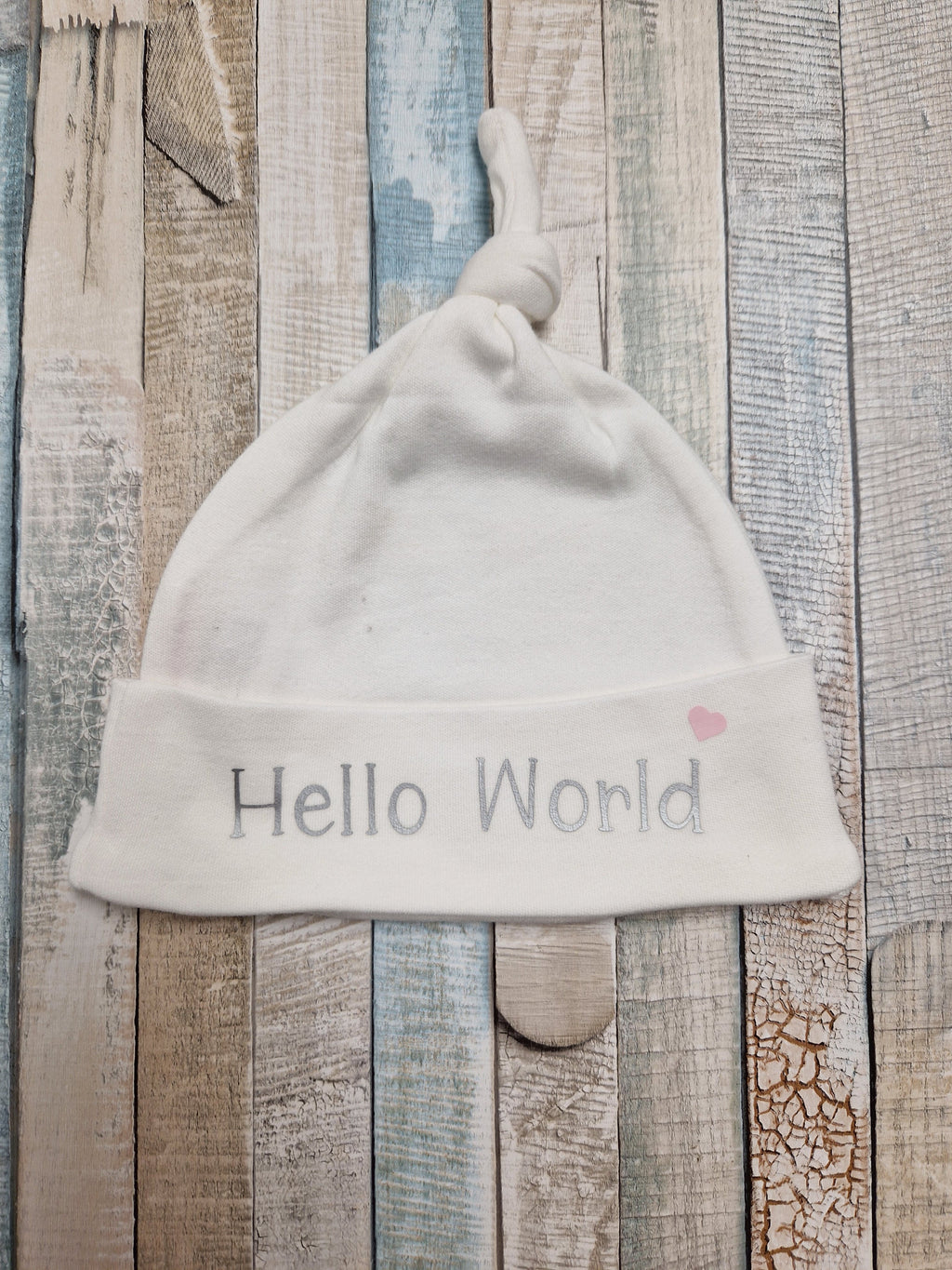 Baby Girls Hello World Cotton Knotted Beanie Hat