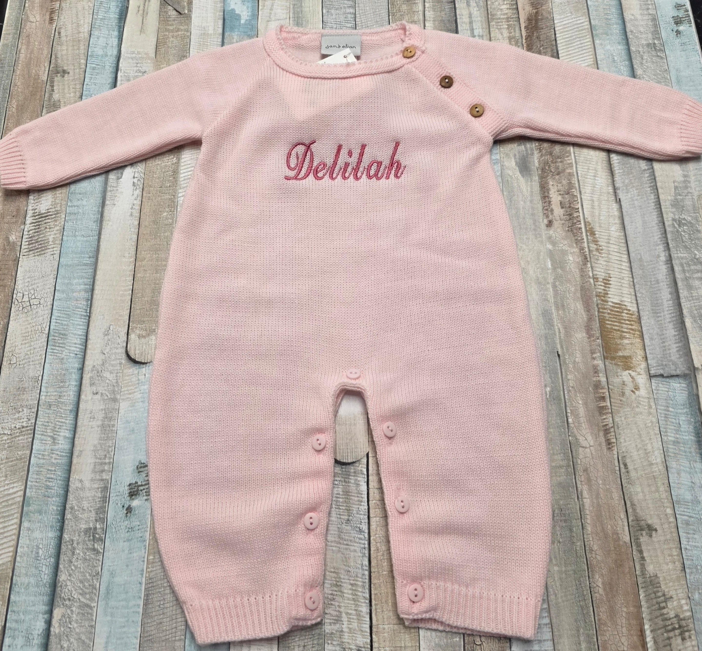 Baby Girls Pink Personalised All in one Footless Romper