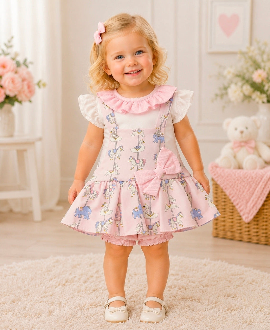 Baby Girls Pink Carousel Jam Pants Set