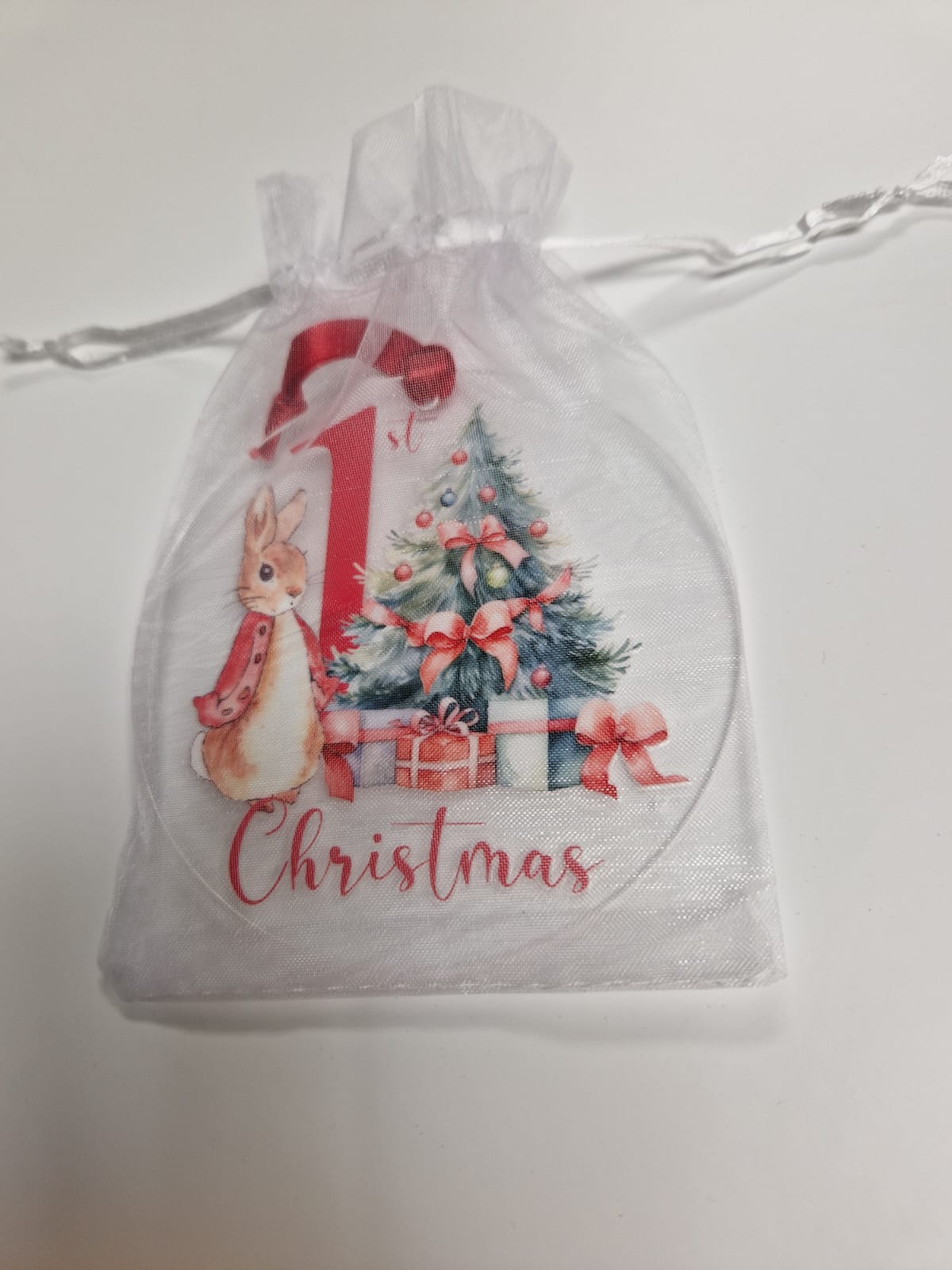 Baby 1st Christmas Red Rabbit Disc Gift