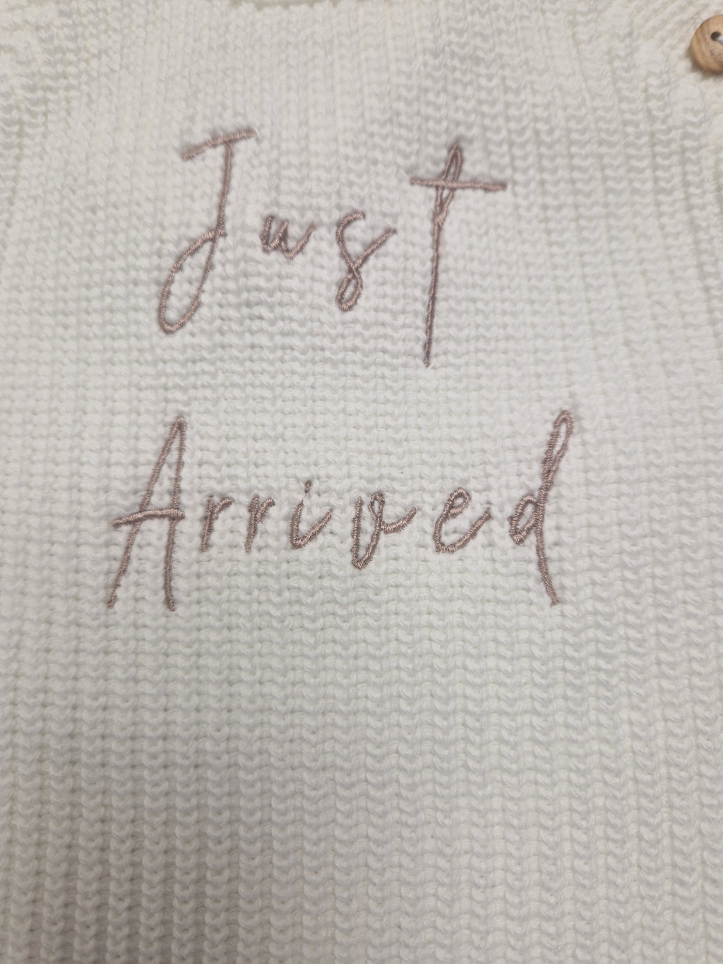 Unisex Baby White Knitted Just Arrived Romper