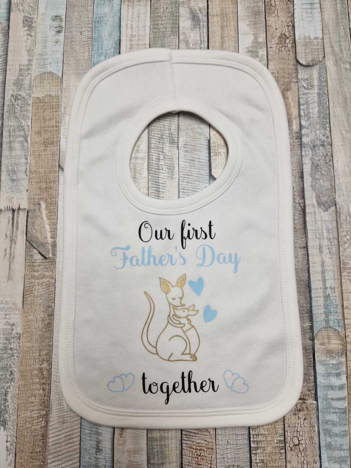 Our First Father's Day Together Kangaroo Design Baby Boys Bib