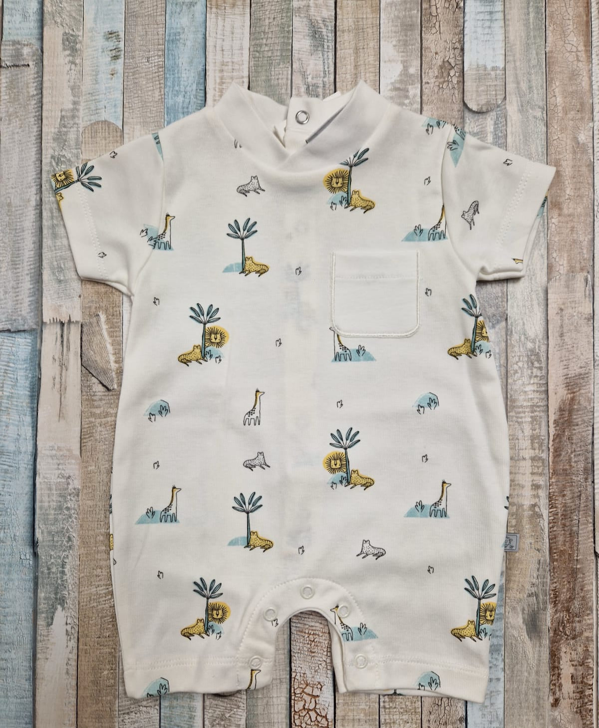 Nana 's Special Buys Baby Boys Cream Safari Romper
