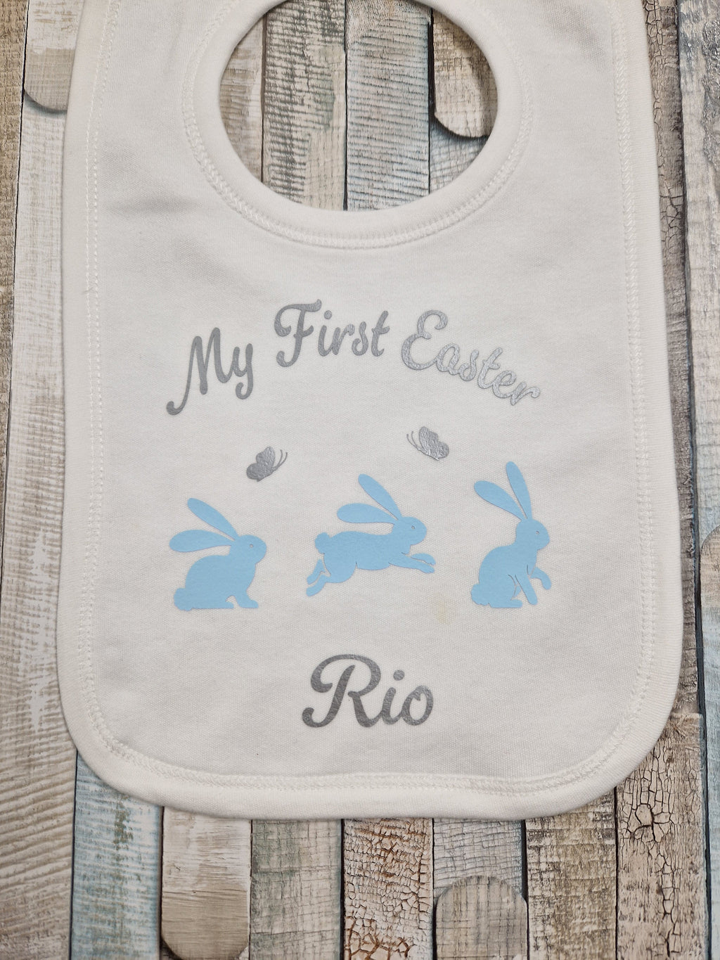 Baby Boys  Printed Personalised My First Easter Bunny Bib