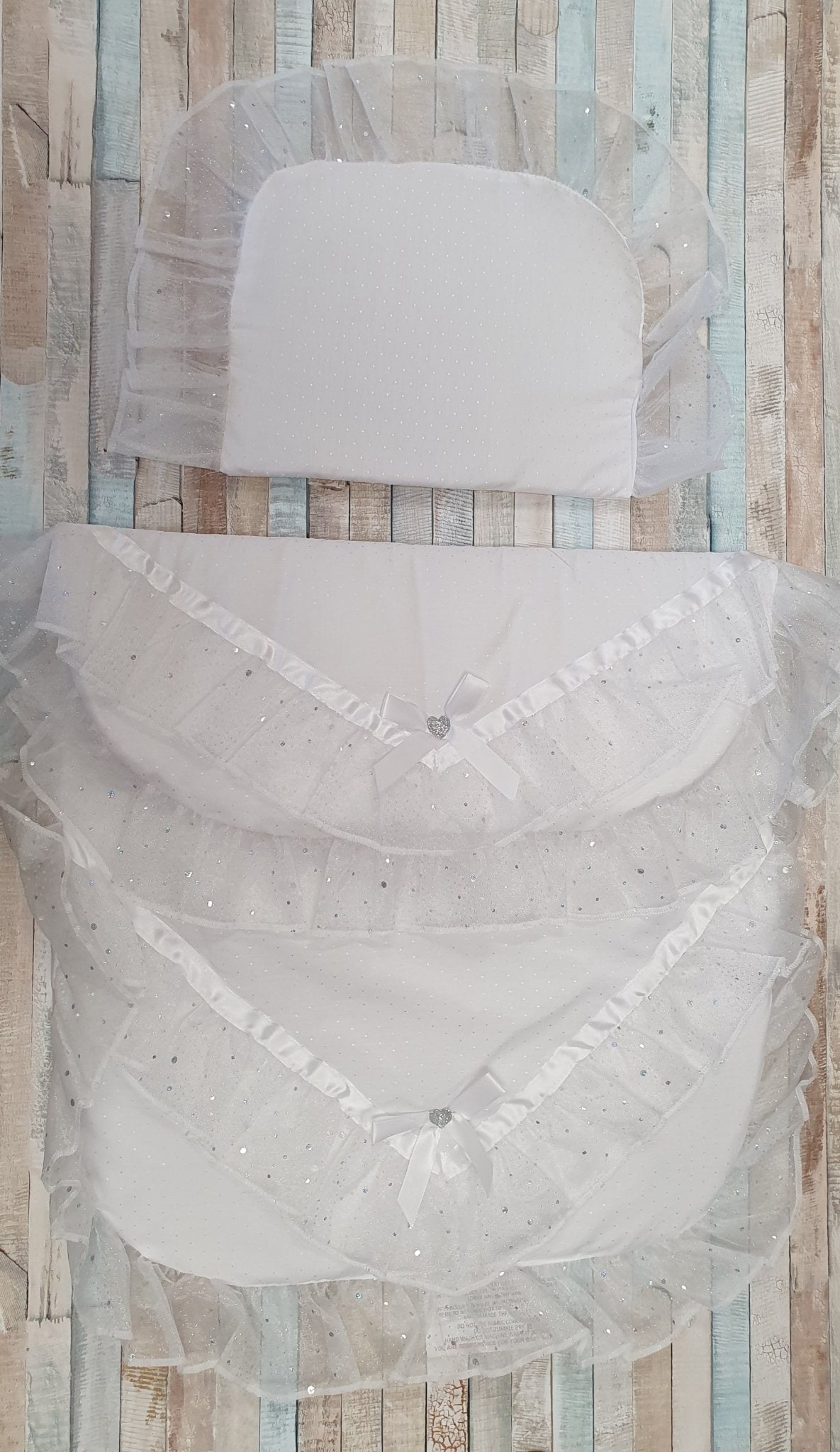 Unisex Baby White Organza Lace Pram Set